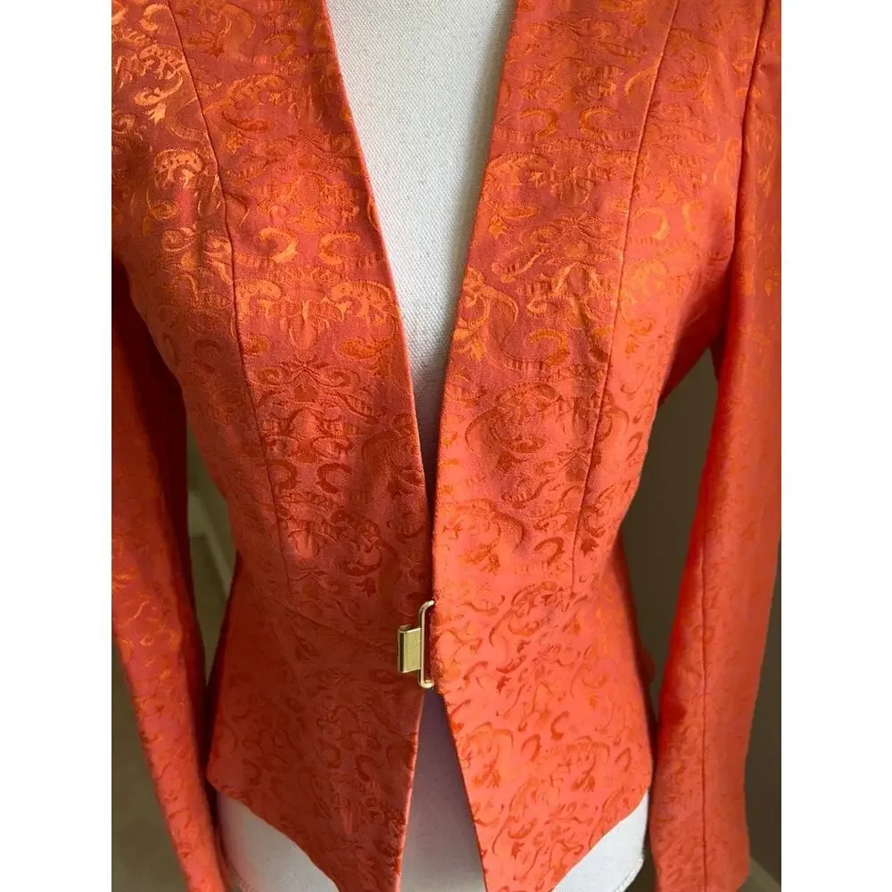 Venus jacquard orange blazer jacket size 4 - Picture 3 of 5